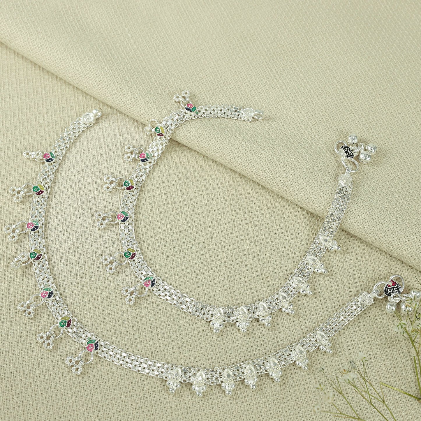 Urvika Silver Anklets