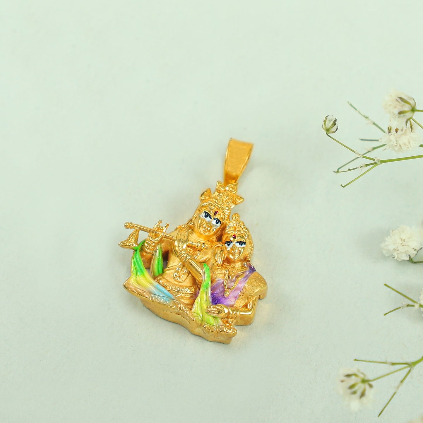 Pretty Radha-Krishan Gold Pendant