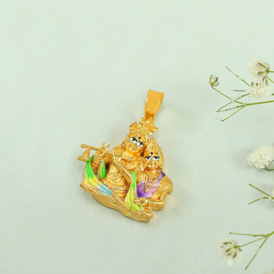 Pretty Radha-Krishan Gold Pendant