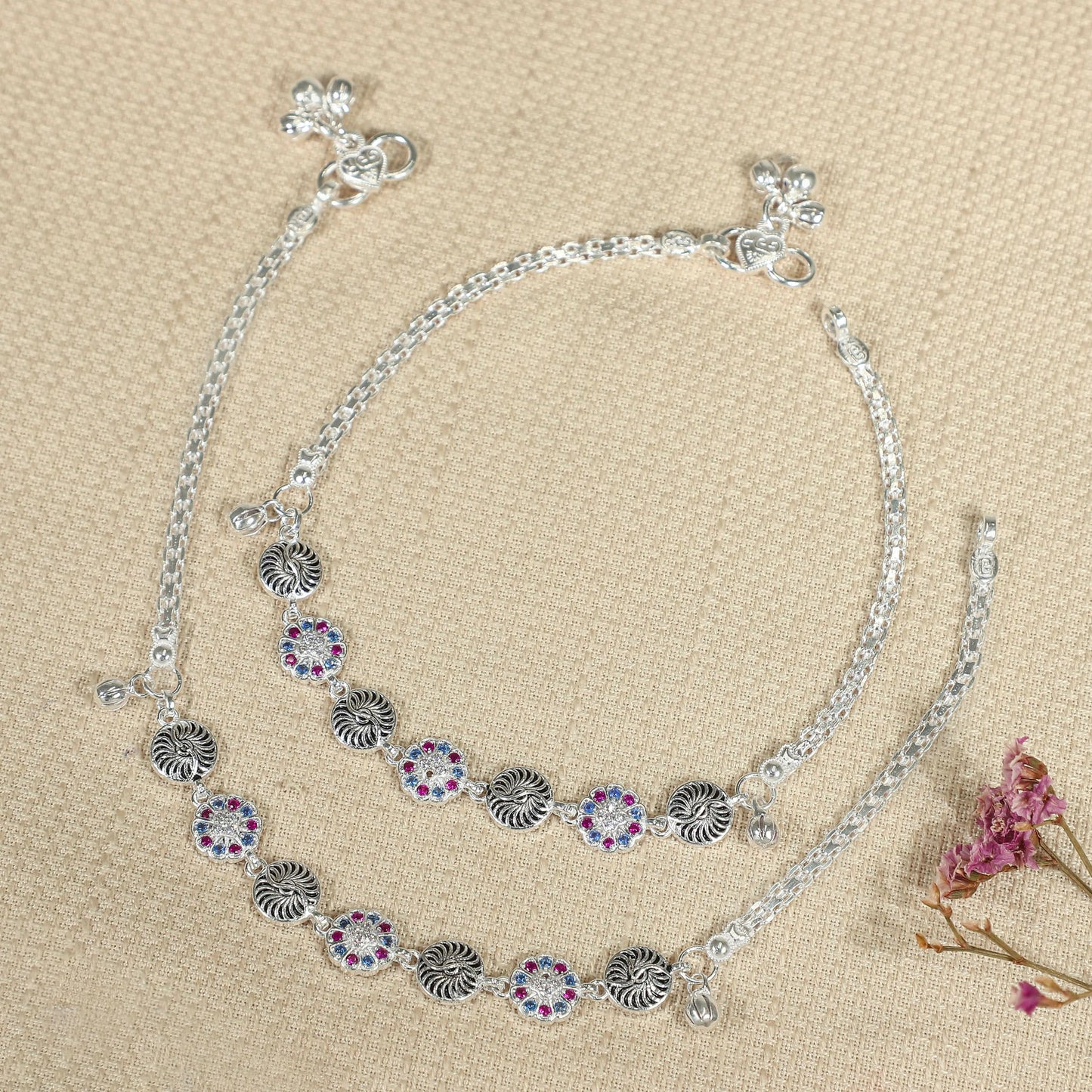 Dazzling Silver Anklets