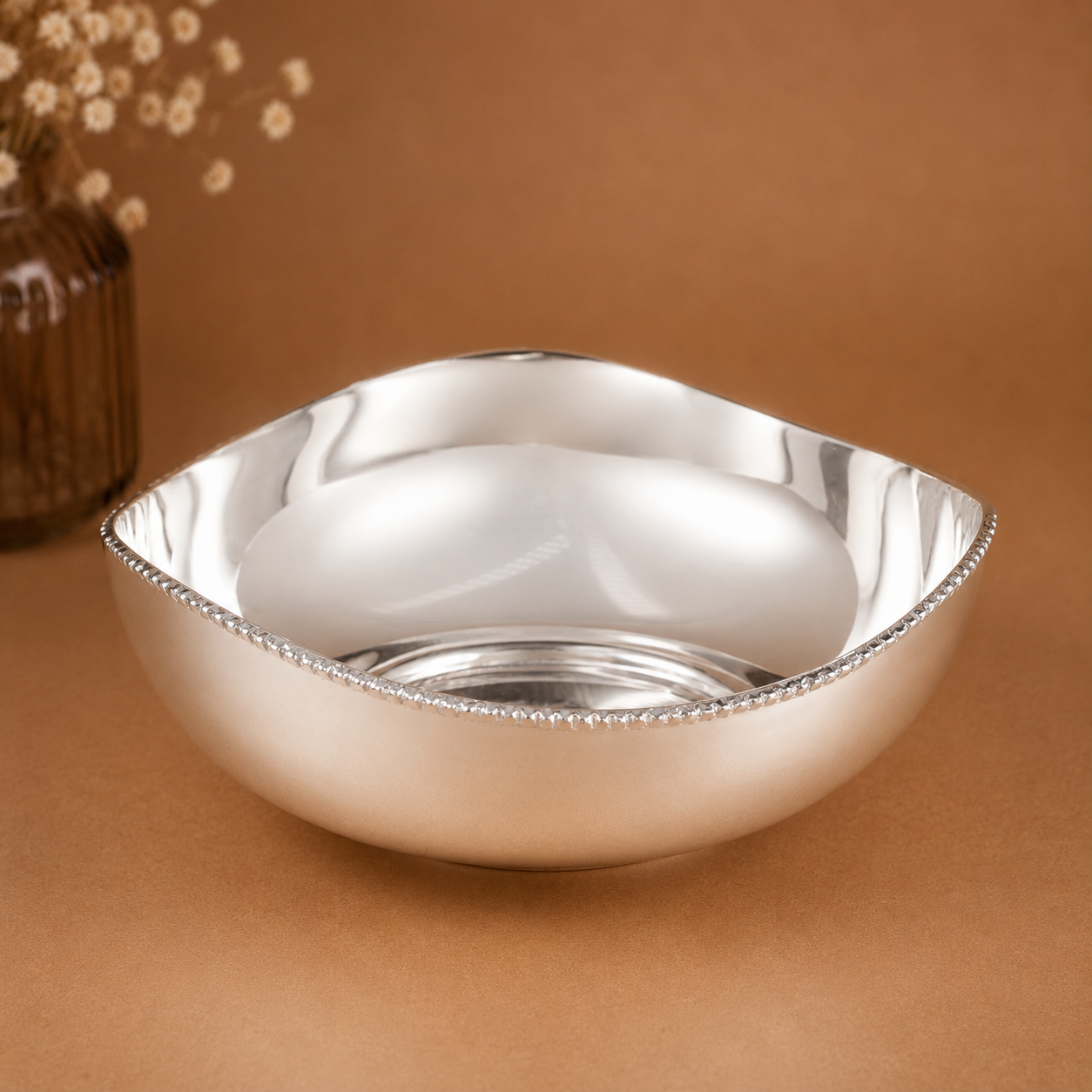 Minimal Square Silver Dish Bowl
