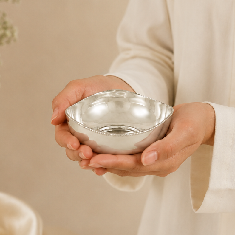 Minimal Square Silver Dish Bowl