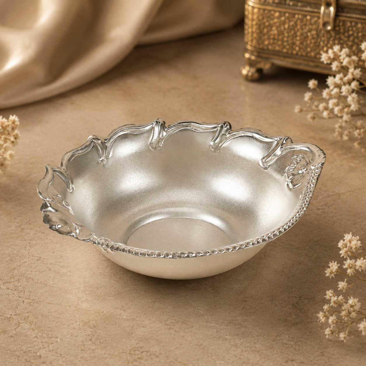 Ripple Edge Silver Bowl