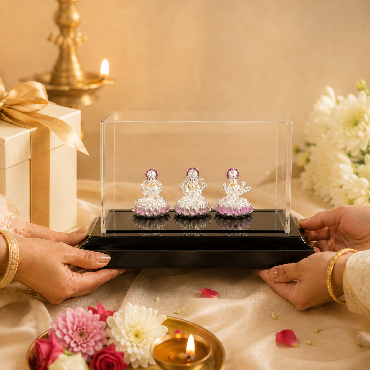 Classy Lakshmi Ganesha Sarswati Silver