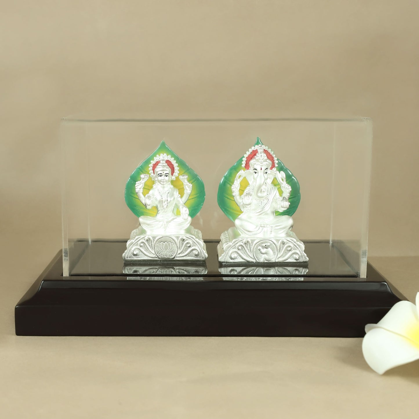 Charming Lakshmi-Ganesha Silver Idol