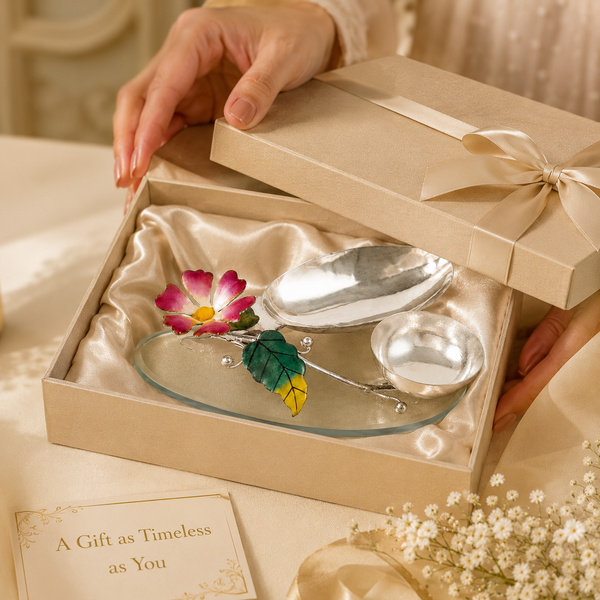 Beautiful Silver Diya Roli Rice Stand
