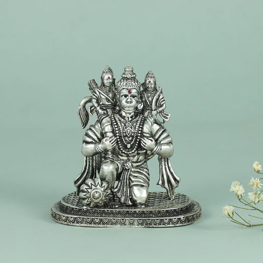 Beautiful Ram Bhakt Hanuman Silver Idol