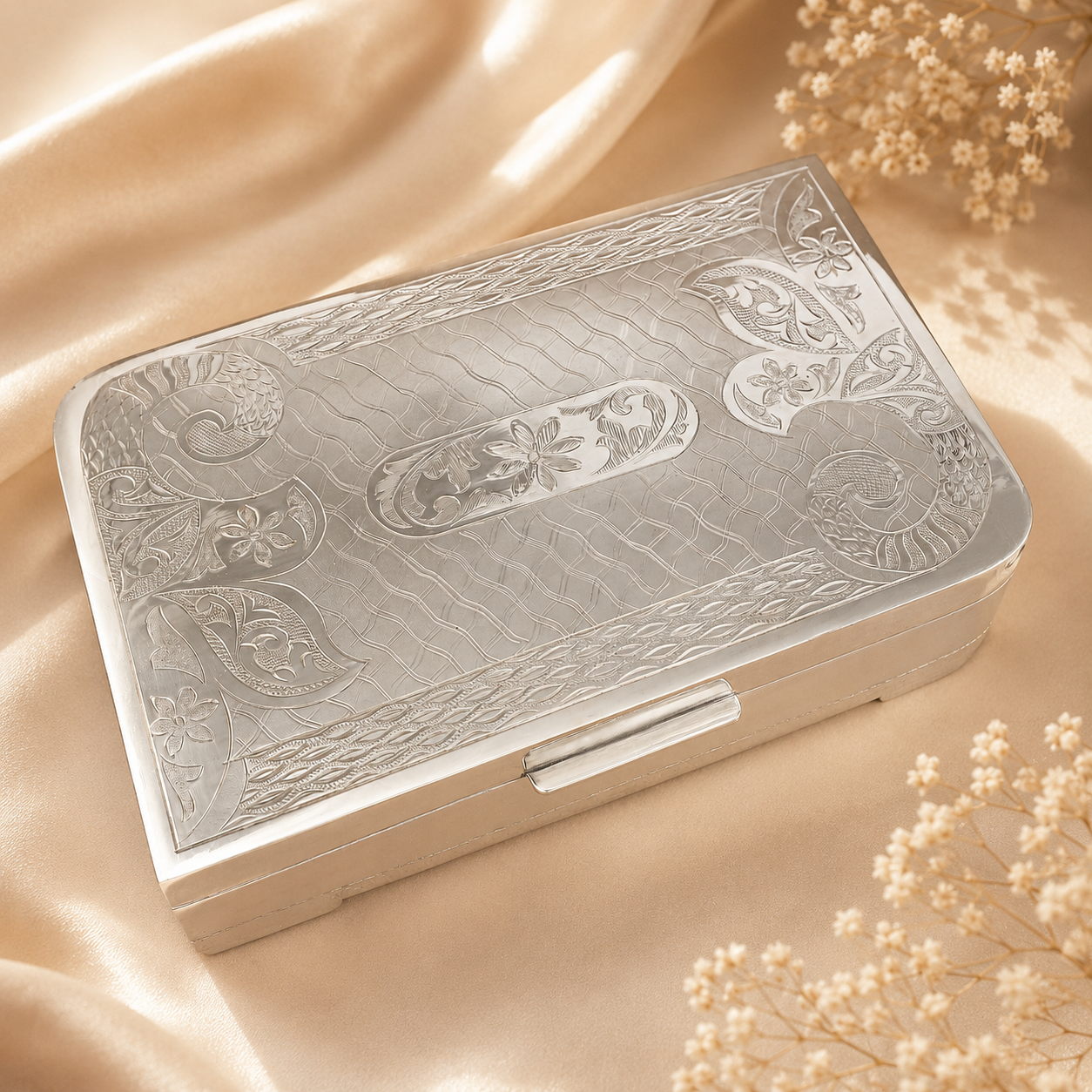 Classy Silver Dryfruit Box
