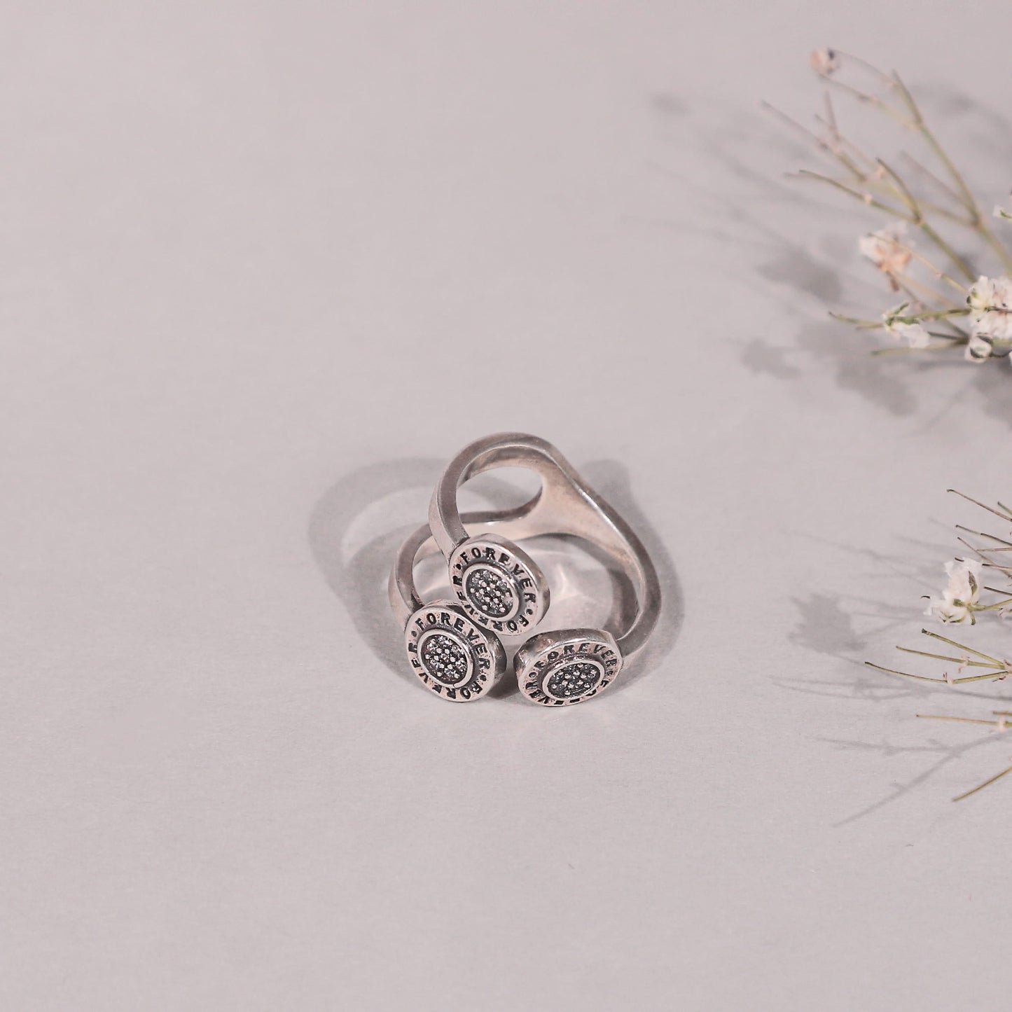 Vinaya Timeless Silver CZ Ring