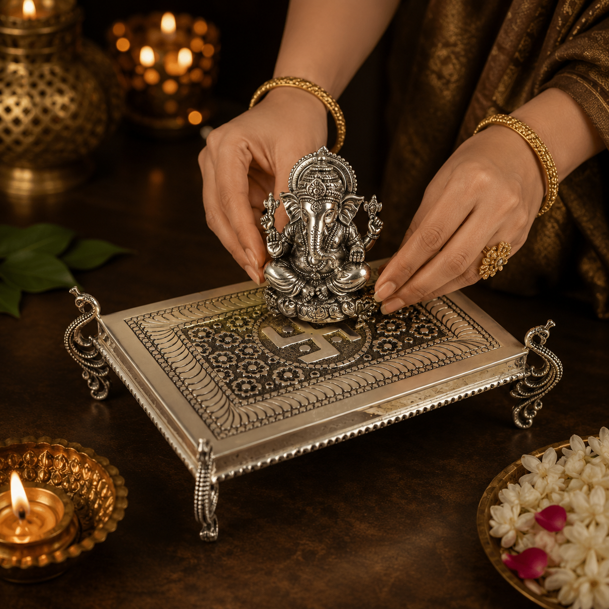 Traditional Silver Chowki
