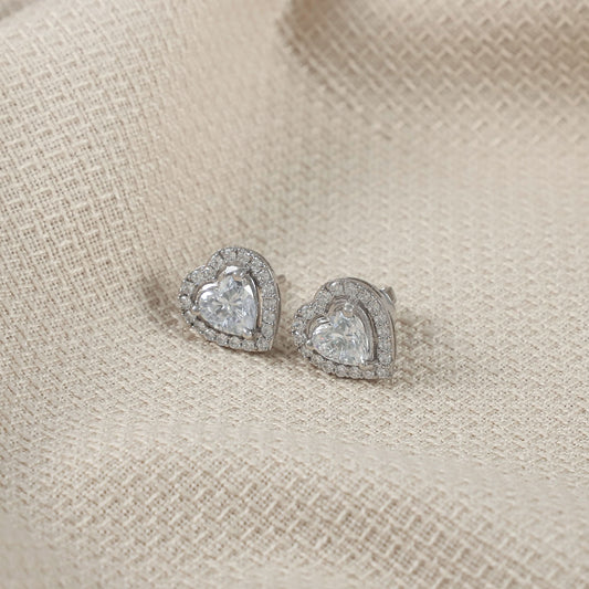 Nilima Heart Shaped Silver Earrings