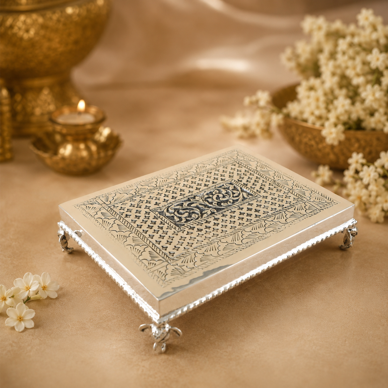Ritual Silver Puja Chowki