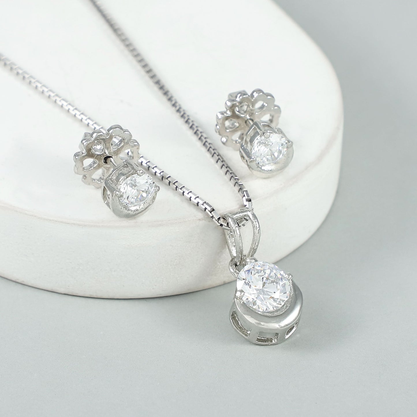 Alani Delicate Silver Pendant Set