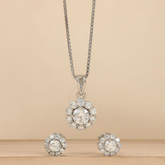 Triya Gleaming Silver Pendant Set