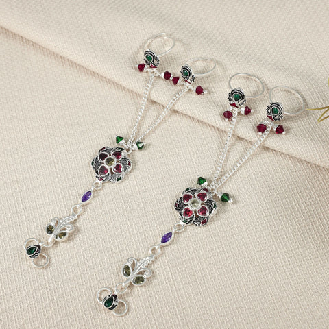 Mehira Floral Payal and Toe Ring Set