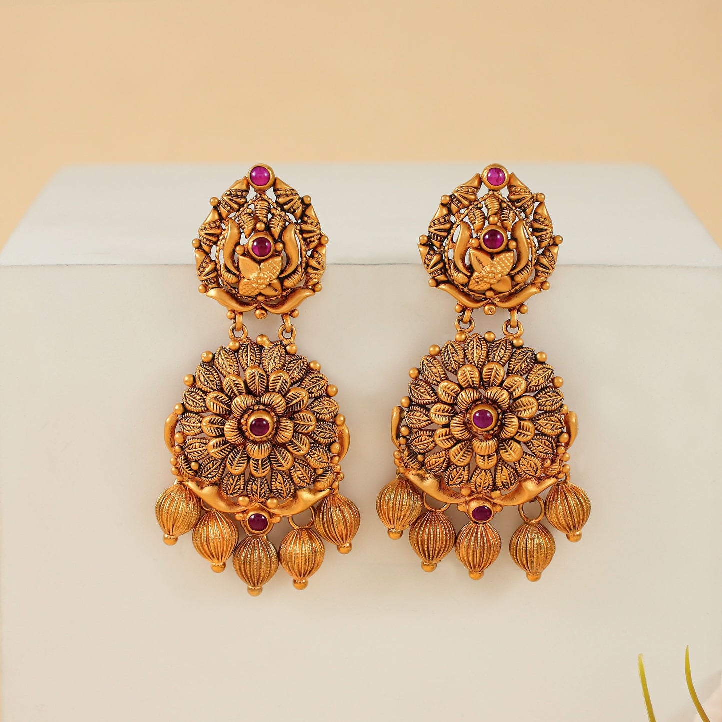 Vedika Antique Gold Earrings