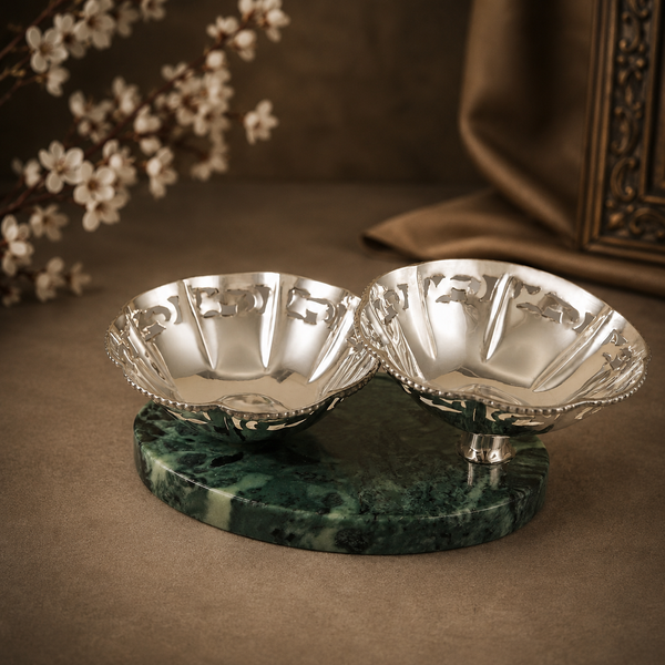 Dual Marble Silver Bowl