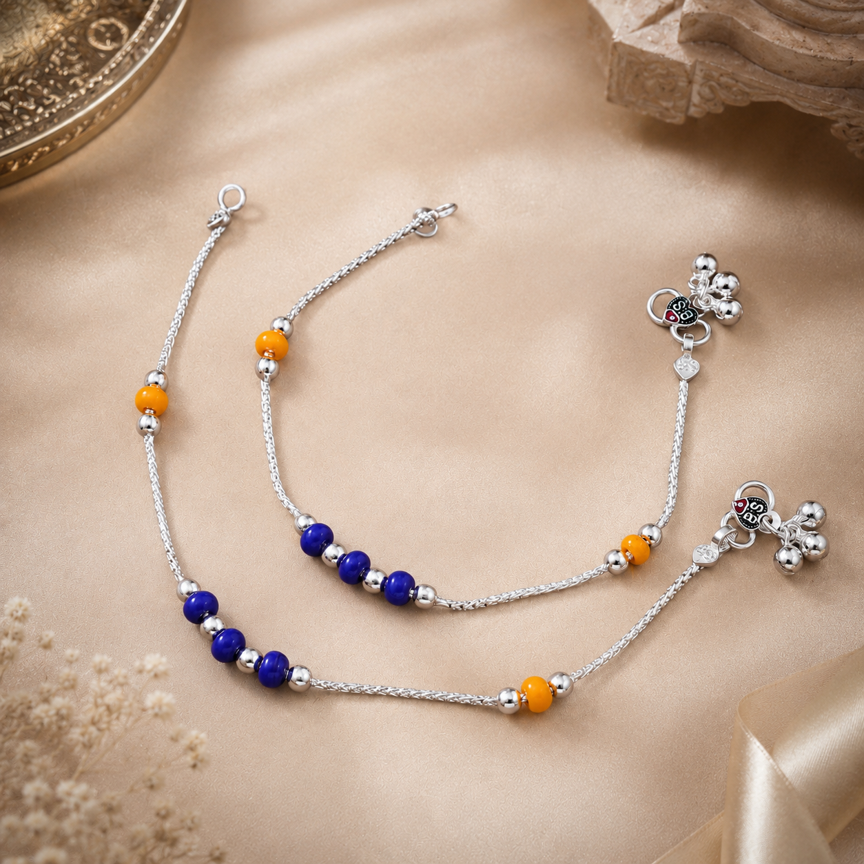 Kia Silver Anklets For Kids