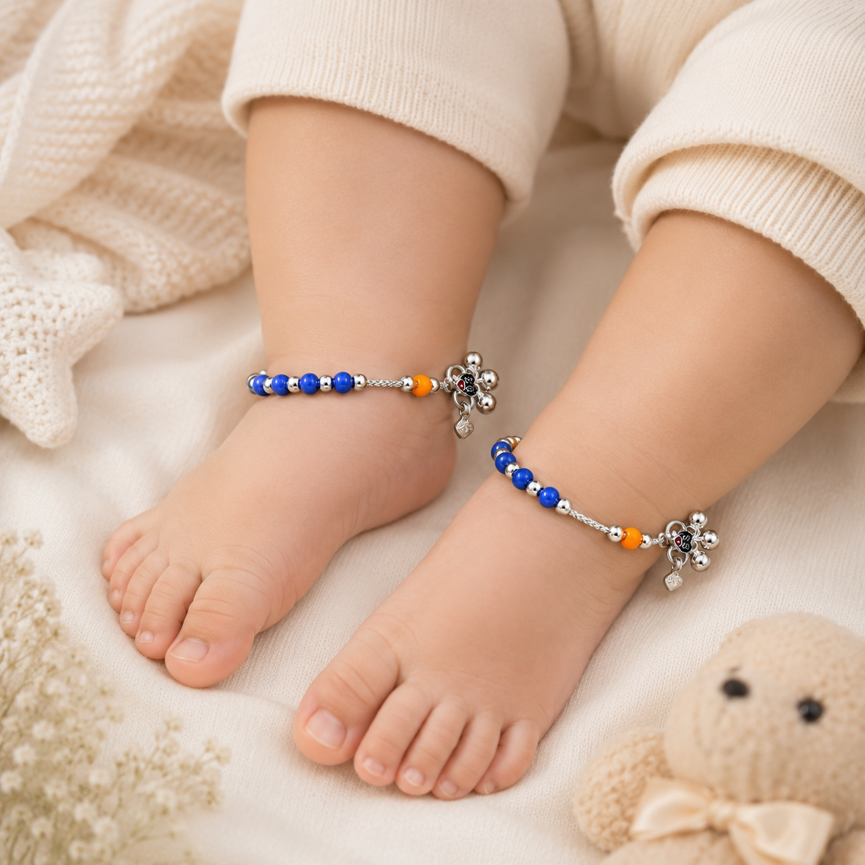 Kia Silver Anklets For Kids