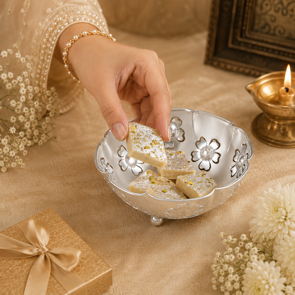 Sanchika Floral Silver Bowl