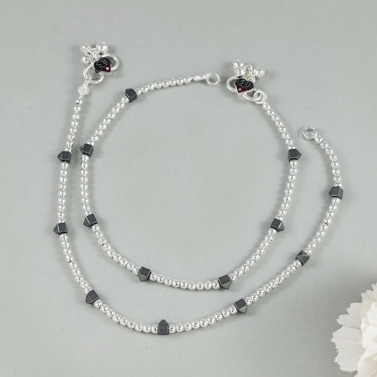 Miksha Silver Anklets
