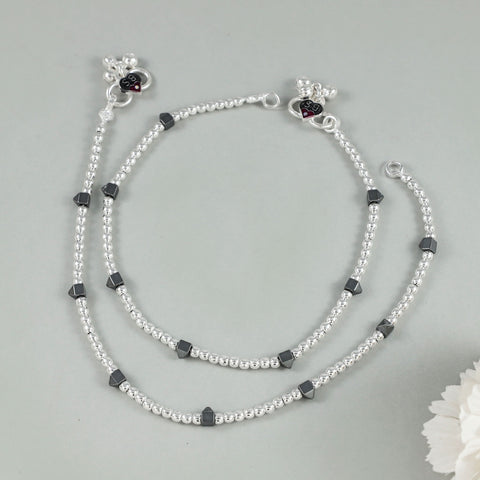 Miksha Silver Anklets