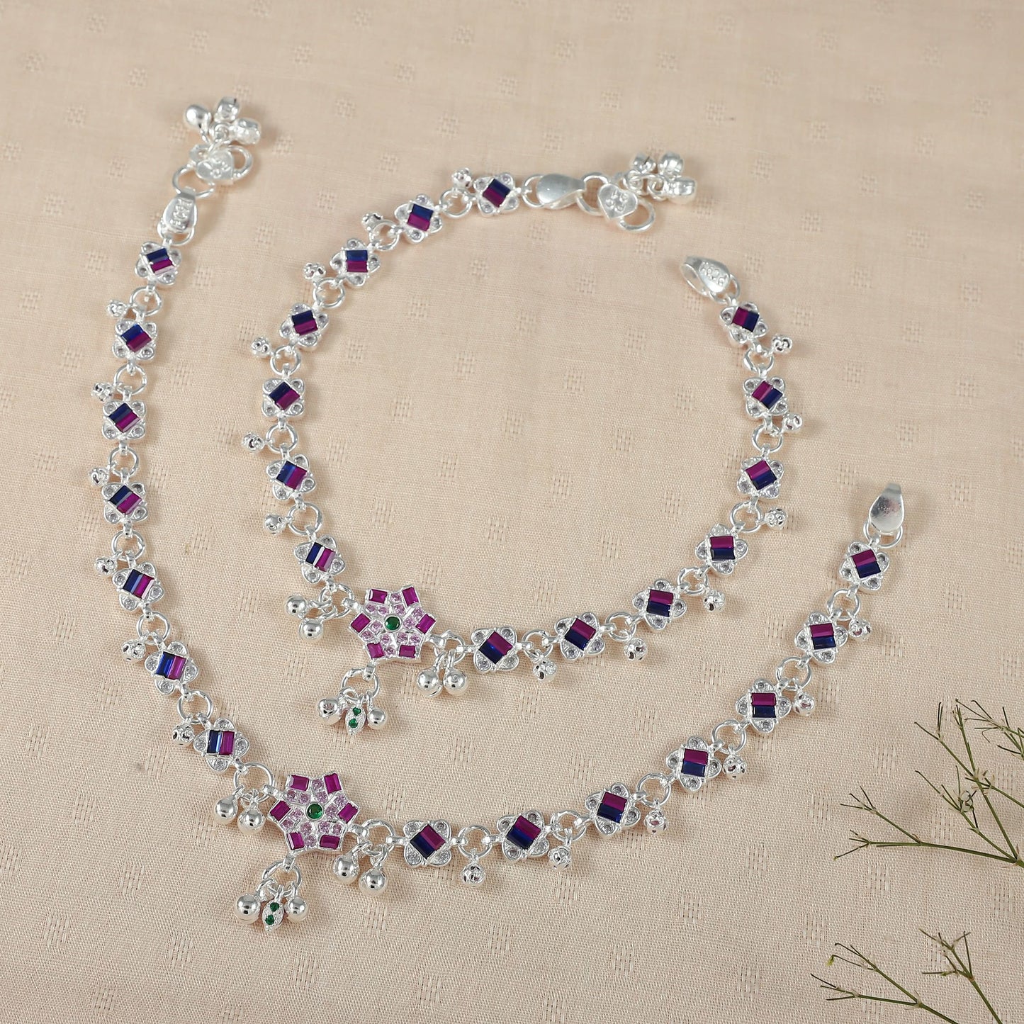 Akshara Silver Anklets