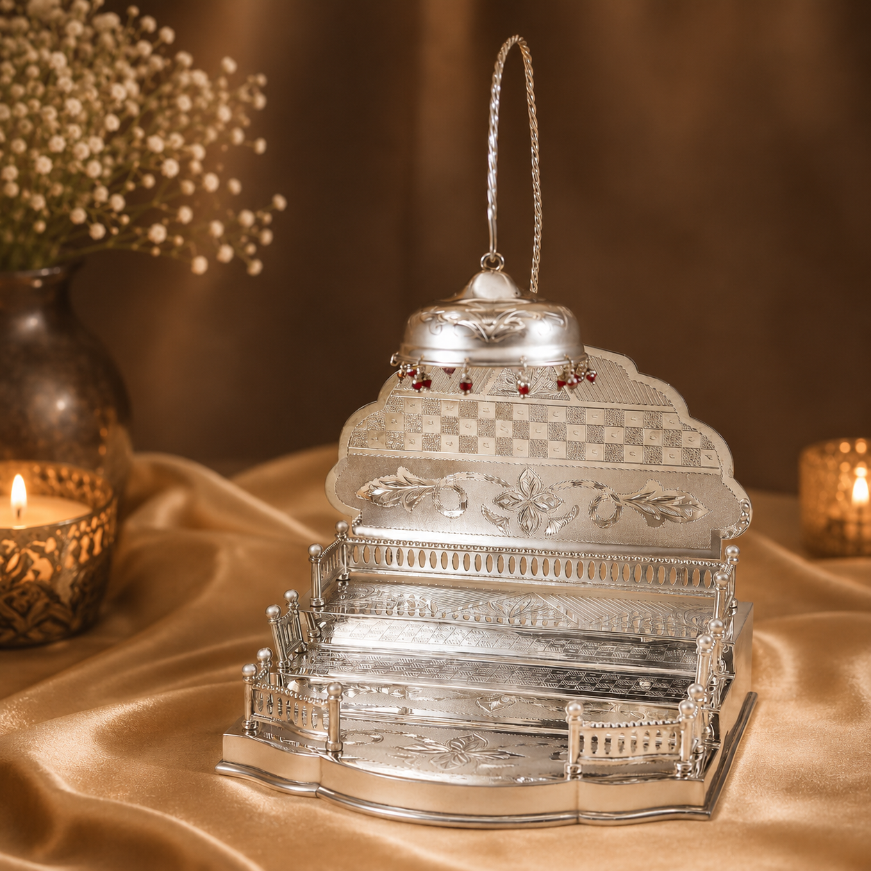 Precious Silver Singhasan