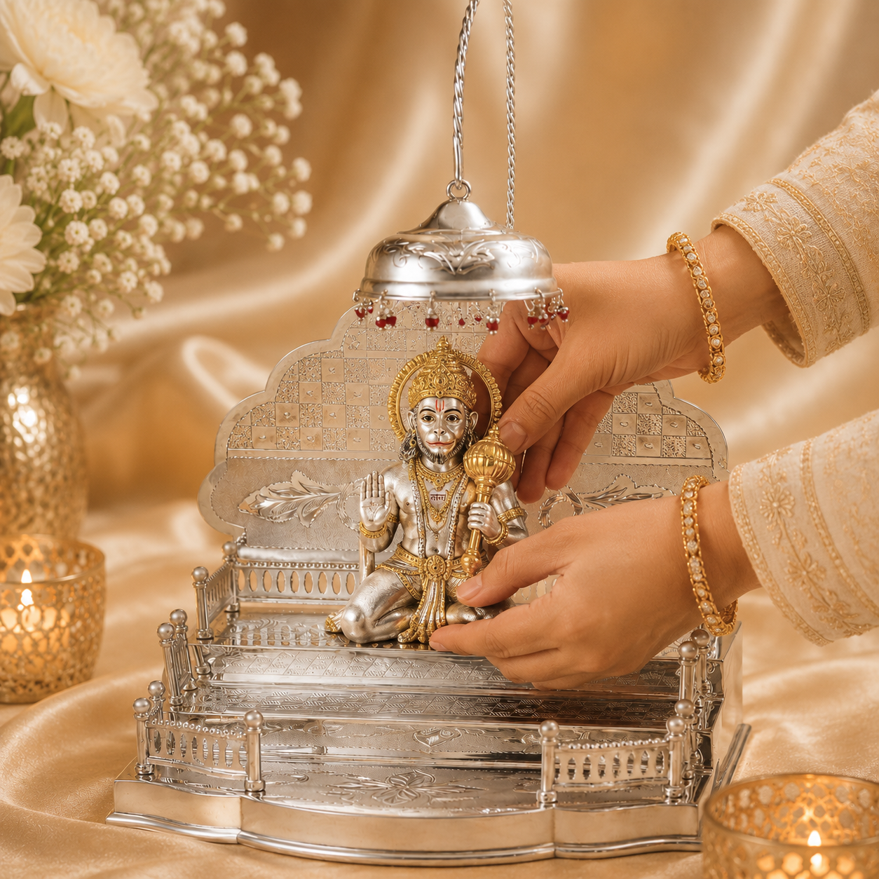 Precious Silver Singhasan