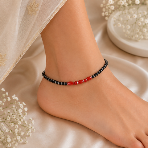 Mehar Elegant Ethnic Design Silver Anklets