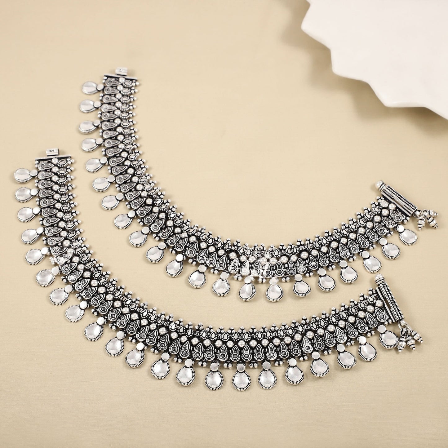 Heritage Charm Silver Anklets