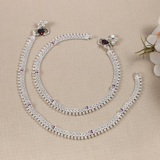 Jivika Silver Anklets