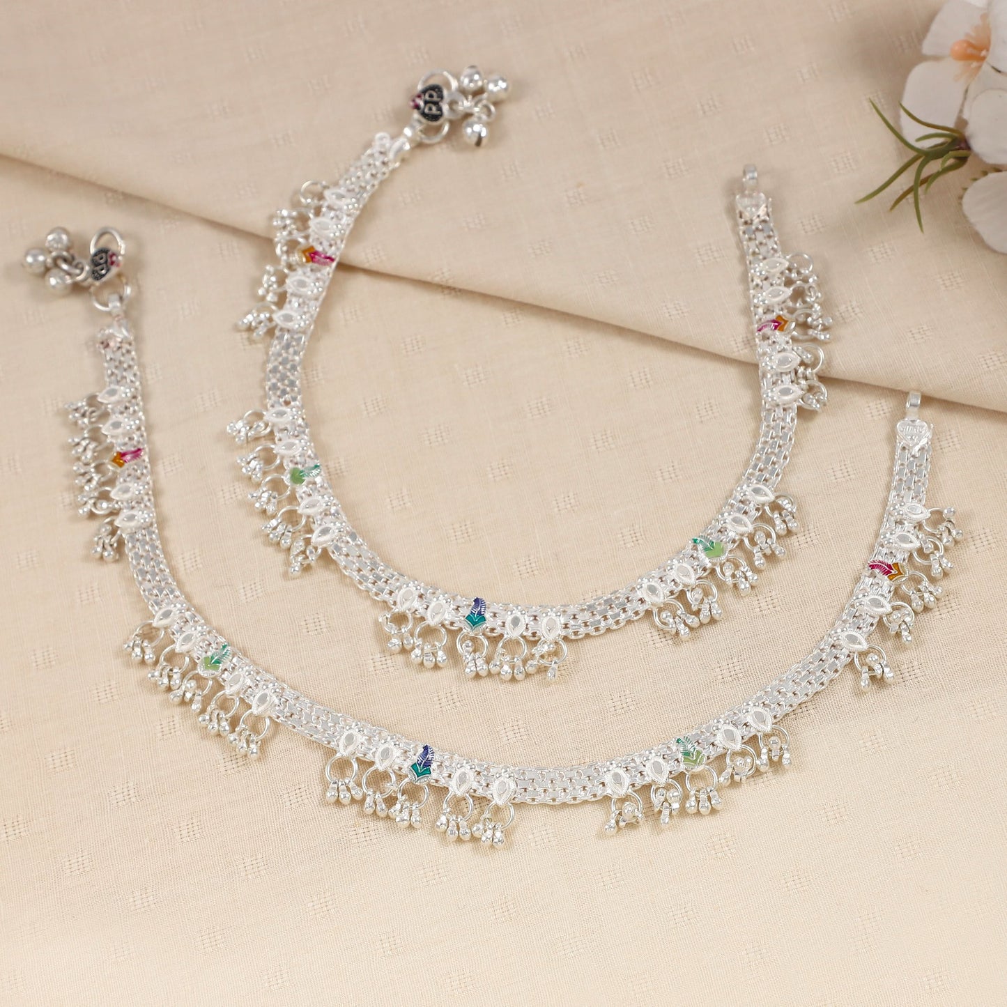 Meera Silver Ghungroo Silver Anklets