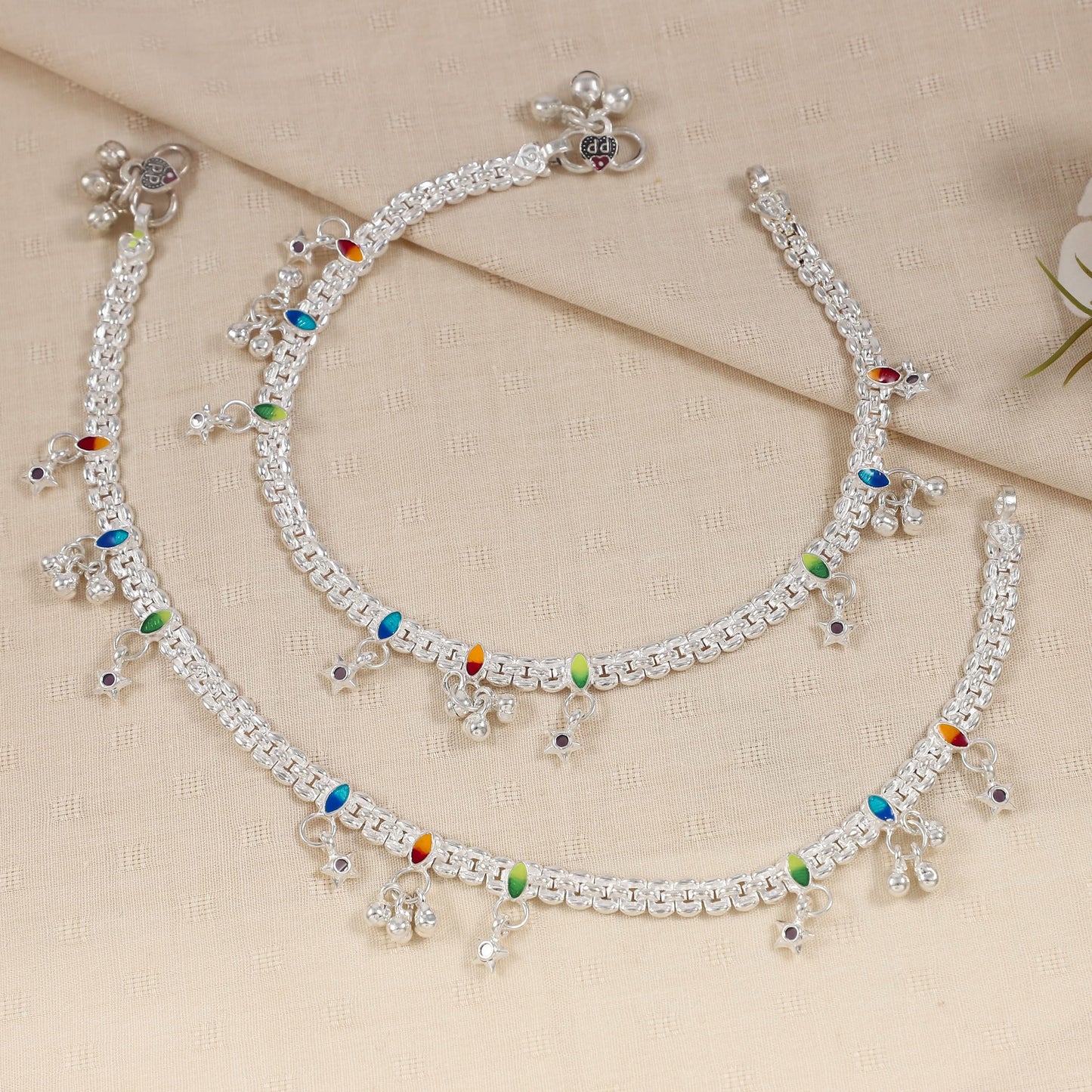 Eesha Silver Anklets