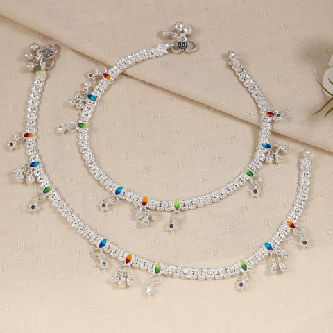 Eesha Silver Anklets
