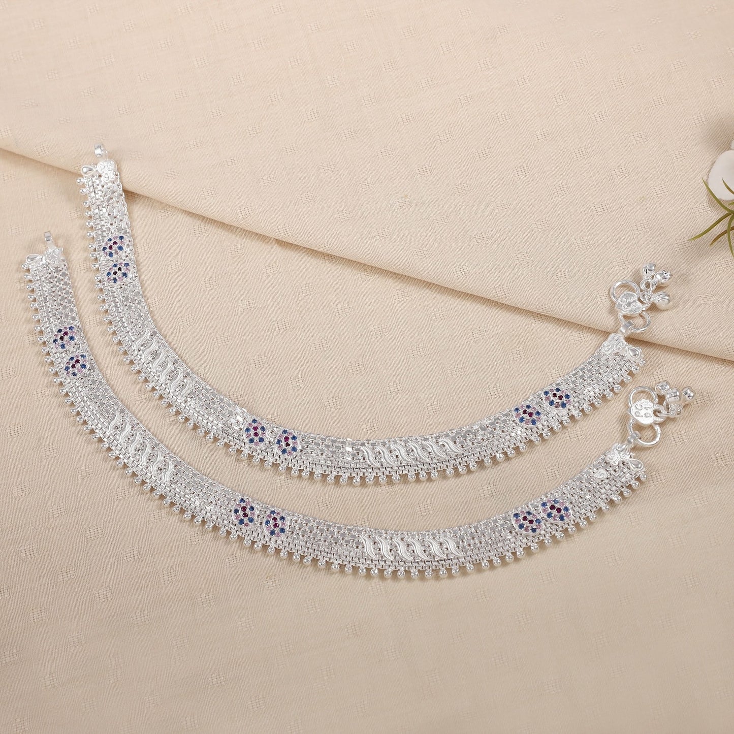 Indira Silver Anklets