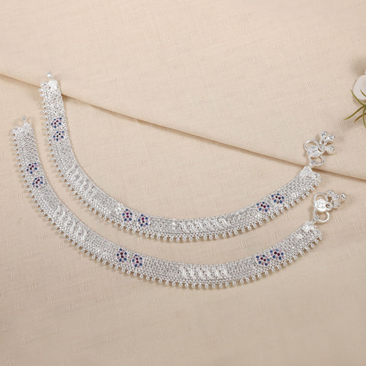 Indira Silver Anklets