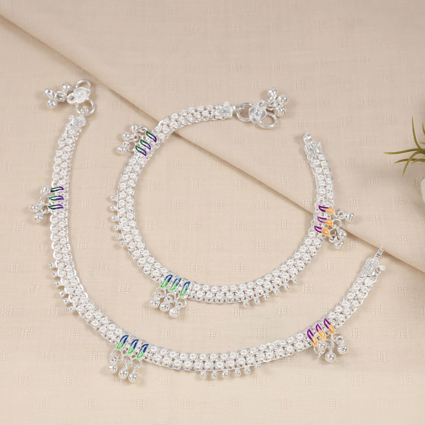 Lavani Silver Anklets