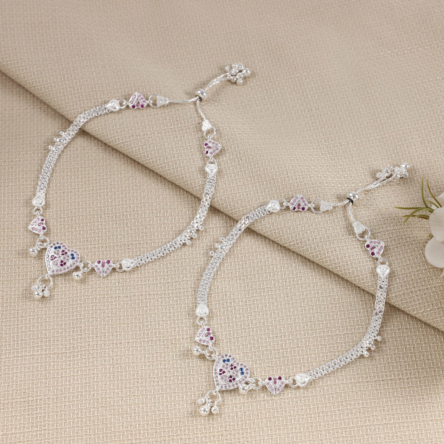 Vedika Silver Anklets