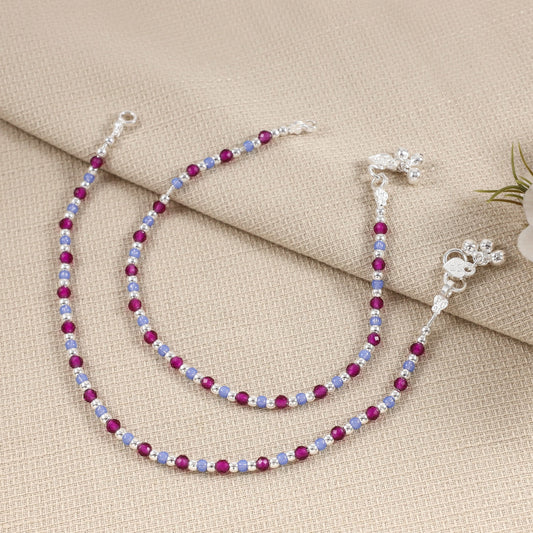 Khushi Radiant Duo Tone Silver Anklets