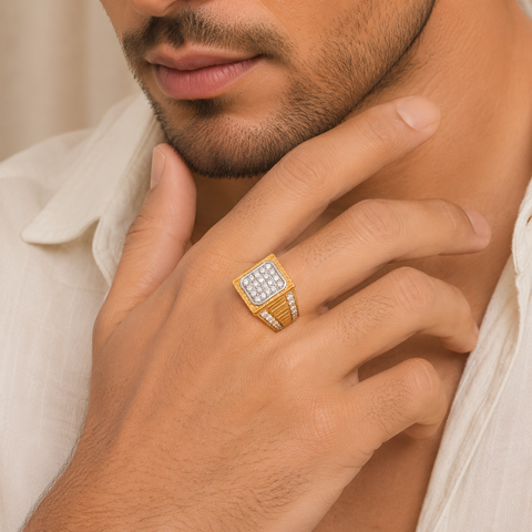 Devansh Royal Spark Gold Ring For Him