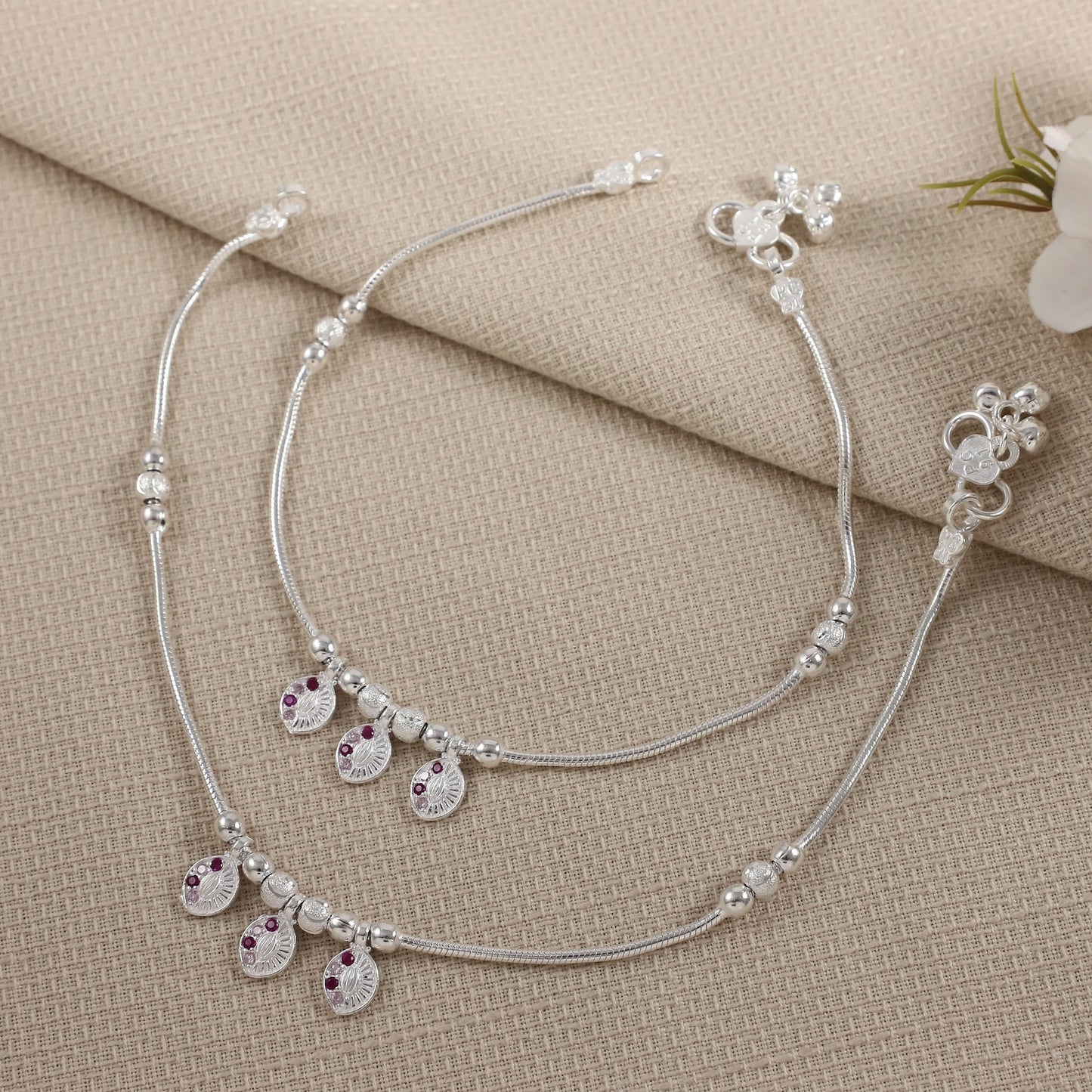 Aarohi Lightweight Daily Wear Silver Anklets