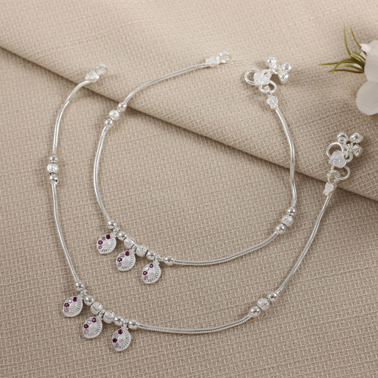 Aarohi Lightweight Daily Wear Silver Anklets