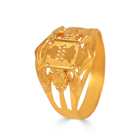 Rishav Ornate Shield Gold Ring