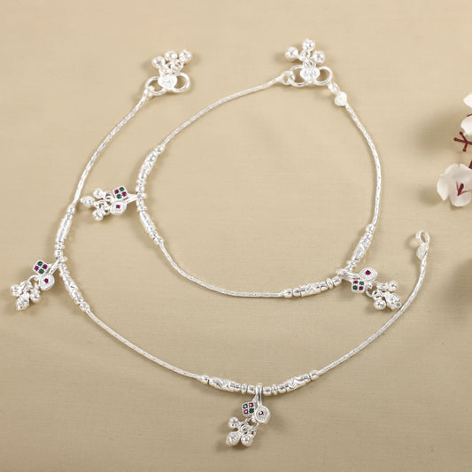 Devika Silver Anklets