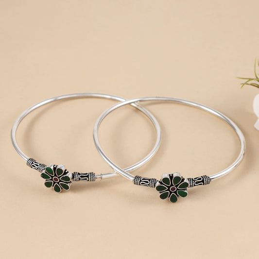 Saanvi Silver Kada Anklets