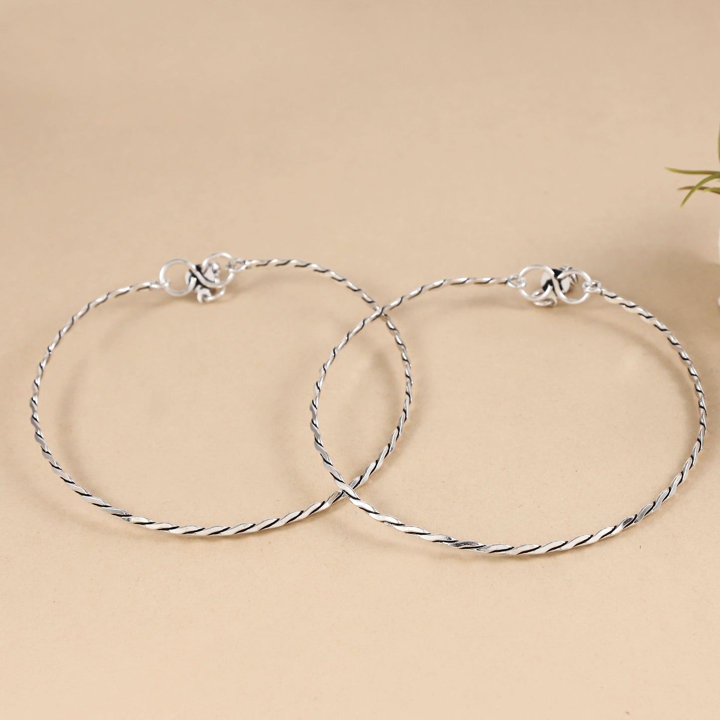 Vrinda Silver Kada Anklets