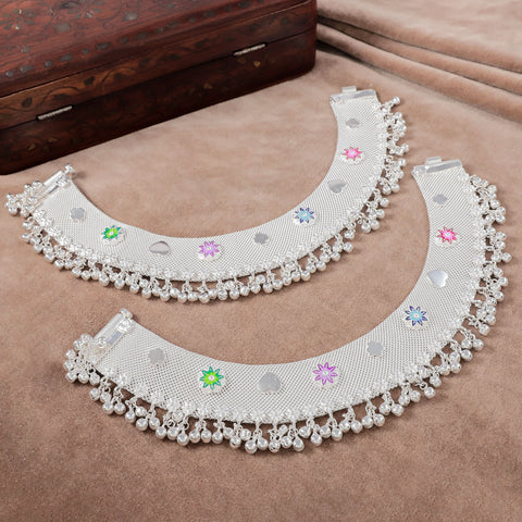 Nayara Festive Silver Anklets