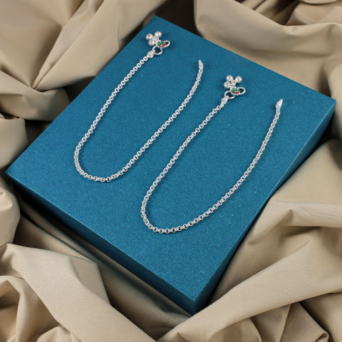 Hana Sleek Chain Elegance Silver Anklets