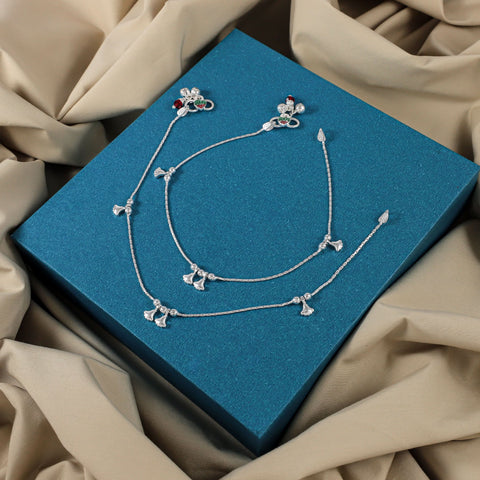 Ira Lightweight Silver Charm Anklets